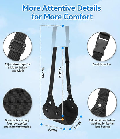 Ergonomic Airplane Foot Hammock(Memory Foam)-Ultimate Comfort Foot Hammock for Plane Travel Essentials to Relax Your Feet, Portable Airplane Foot Rest with Adjustable Strap 2-Pack