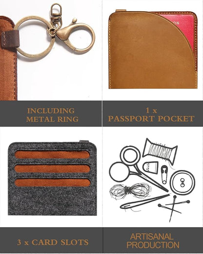 Leather Passport Holder for Travel with Airtag Slot, Passport Wallet for Men & Women,1-3 Passport Books,Passport Sleeves Travel Essential & Gift (TW9-Glod Brown, for 1 passport book)