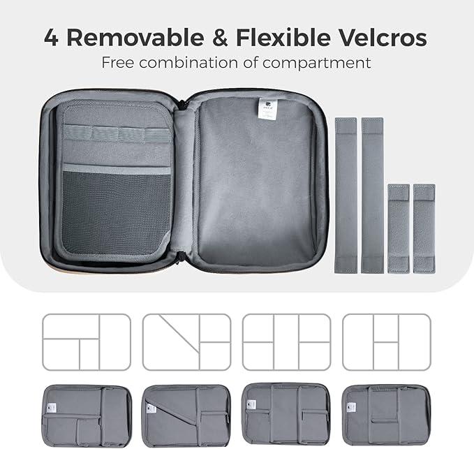 pack all Electronic Organizer Plus, Larger Capcity Cable Organizer Bag, Shockproof Carrying Case, Portable Cord Travel Organizer Storage Bag for Cables, Chargers, Phones, USB, SD Cards(Black)