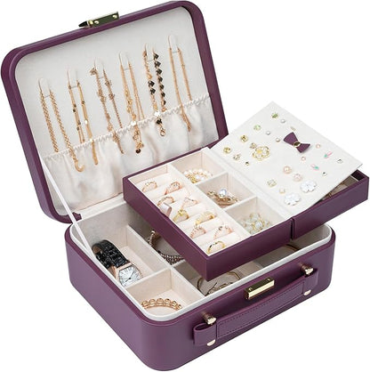 Travel Jewelry Case Organizer, Large Travel Jewelry Organizer, Travel Jewelry Box and Portable Travel Jewelry Case, Burgundy Red