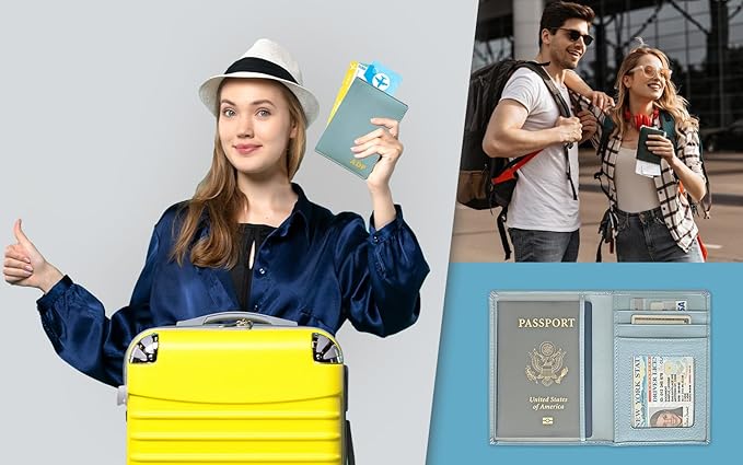 Personalized Monogrammed Chambray Leather RFID Passport Wallet