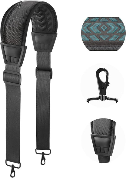 60" Universal Shoulder Strap, 3D Sponge Thick Padded Bag Strap with Double Adjustable Buckles and Metal Hooks, Ideal for Briefcases, Crossbody Bags, Luggage (Storage Bag + Reflective Tape)