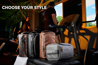Mens Toiletry Bag with Razor Case Included – Reinforced Stitching, Padded Panels, Holds Shape Trip After Trip, Ideal for Tight Hotel Sinks with Hook, Built for Men Who Travel Hard – DARK BROWN