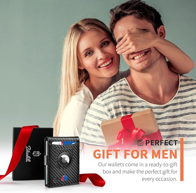 Zitahli Men's Wallets Airtag Holder Slim Rfid Leather with Gift Box