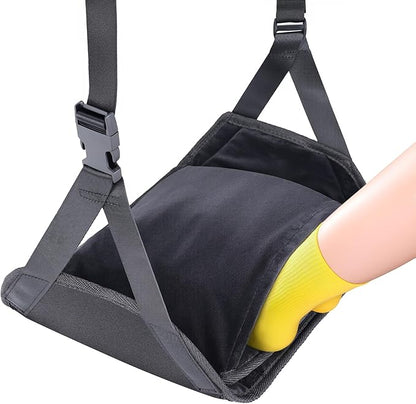 Warm Airplane Foot Hammock, Foldable Bamboo Base Foot Hammock for Plane Travel with Warm Cover, Portable Desk Foot Rest, Airplane Travel Essentials