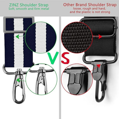 ZINZ 79 inch Shoulder Strap, Extra-thick Fixed Cushion Pad and Dual Clasps Universal Replacement Strap with Metal Swivel Hooks for Laptop Bags, Luggage Bags, Camera, Crossbody(Stripes-BuWBu)