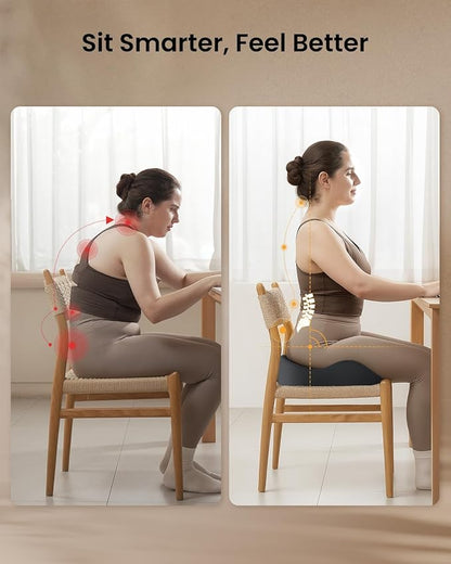 ProtoArc Extra Large Seat Cushions for Office Chairs, Ergonomic Memory Foam Seat Cushion for Home, Extra Cover, Car Seat Cushions for Driving, Pressure Relief Pad for Sciatica - Black