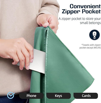 BAGAIL Camping Towel with EVA Case, Compact & Ultra Soft Microfiber Travel Towel - Super Absorbent & Lightweight Quick Dry Towels for Sports, Beach, Gym, Backpacking, Hiking and Yoga