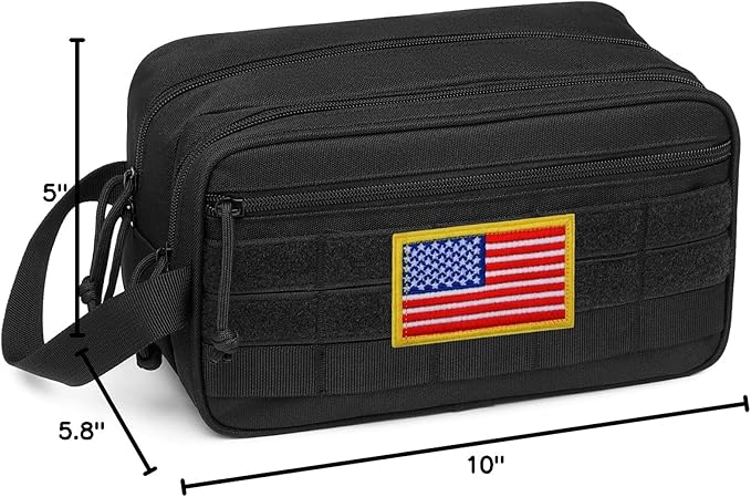 TACTICISM Toiletry Bag for Men - Dry Wet Separate Travel Toiletry Bag, Tactical Molle Dopp Kit for Men with Water-Resistant Shaving Bag for Adult Women for Travel, Black