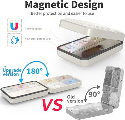 Restree Weekly Pill Organizer, Magnetic Moisture Proof Pill Case, Large Capacity Travel Pill Box with Inner Clear Lid for Vitamins, Supplements, and Daily Medications 8 Compartment (White)
