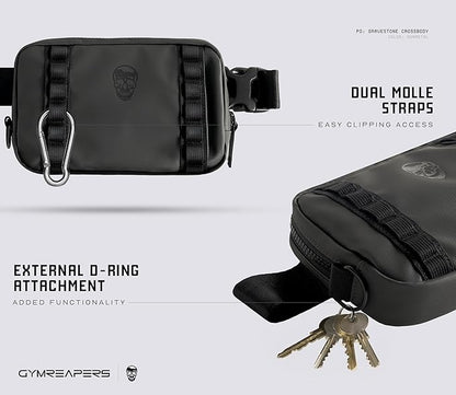 Gymreapers Travel Small Crossbody Bags for Men & Women with Hidden Pocket - Waterproof Crosssbody Fanny Pack for Men with Adjustable Shoulder Sling Belt for Traveling, Running & Hiking (Gunmetal)