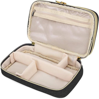 Teamoy Double Layer Jewelry Organizer, Jewelry Travel Case for Rings, Necklaces, Earrings, Bracelets and More(Medium, Black)