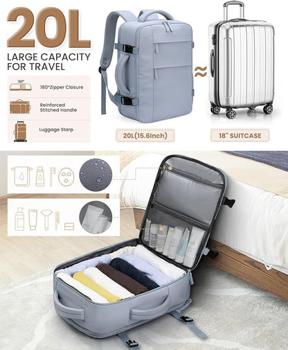 Travel Backpack for Women Man, Waterproof Personal Item Travel Bag Airline Approved Laptop Backpack Bookbag Weekender bags for Business,Travel, Work Fits 15.6 inch Laptop(Medium,Blue)