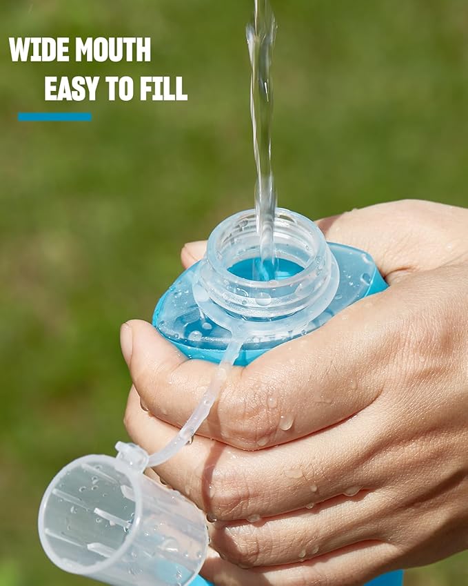 2 Pack Running Vest Soft Flask, BPA-Free 500ml Collapsible Water Bottle for Hydration Backpack, Folding Running Water Bottle for Marathon, Hiking, Cycling, Climbing (White, 500ML - 2 Pack)