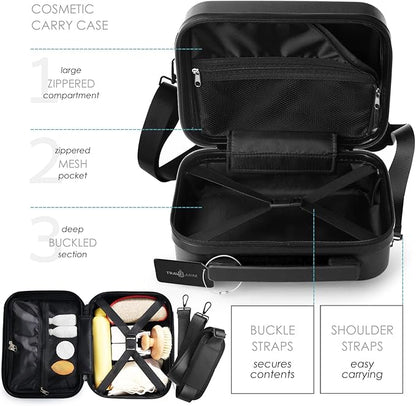 20 Inch Carry On Luggage 22x14x9 Airline Approved, Carry On Suitcase with Wheels, Hard-shell Carry-on Luggage, Durable Luggage Carry-On, Black Small Suitcase with Cosmetic Case