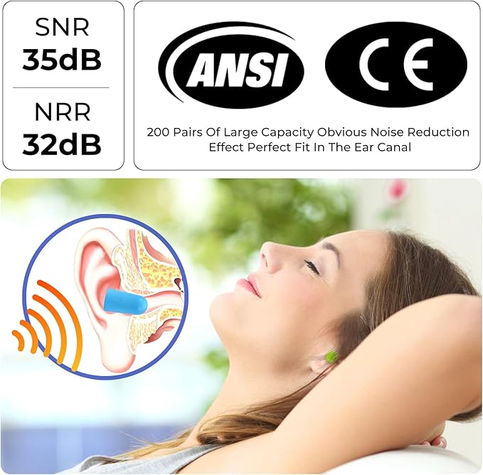 500Pairs Foam Earplugs, 32dB Disposable Noise Reduction Ear Plugs, Hearing Protection Bulk Ear Plugs for Shooting Range, Work, Travel,Concert