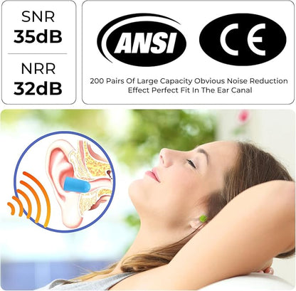 500Pairs Foam Earplugs, 32dB Disposable Noise Reduction Ear Plugs, Hearing Protection Bulk Ear Plugs for Shooting Range, Work, Travel,Concert