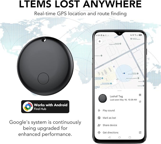 Android Air Tracker 4 Pack, Bluetooth Tracker Tags, Work with Google Find My Device App (Android Only), Smart Tags for Luggage, Wallet, Vehicles, Keys (Not for iOS)