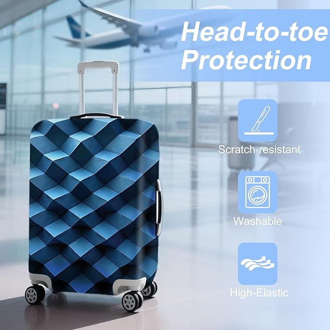 ANNA QUEEN Blue Travel Luggage Cover Suitcase Protector Suitcase Cover Anti-Scratch,Stretchable Fit for 18-32Inch Luggage,Travel Bag Cover Washable XL(fits 29-32Inch suitcase)