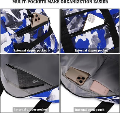 JIANYA Kids Duffle Bag Boys Sports Gym Bag with Shoe Compartment & Wet Pocket, Kids Carry On Weekender Travel Bag, Camo Red