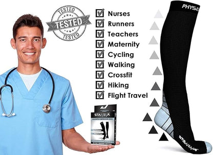 Physix Gear Compression Socks 20-30 mmHg - Men & Women - Running, Nurses, Shin Splints, Flight, Travel