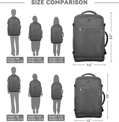 Carry On Backpack, 50L Extra Travel Laptop Backpack for Men Women, Big Bag Business Travel Essentials Gifts for men, 17 Inch Laptop Backpack Computer Bag Gifts for Him Men, Grey