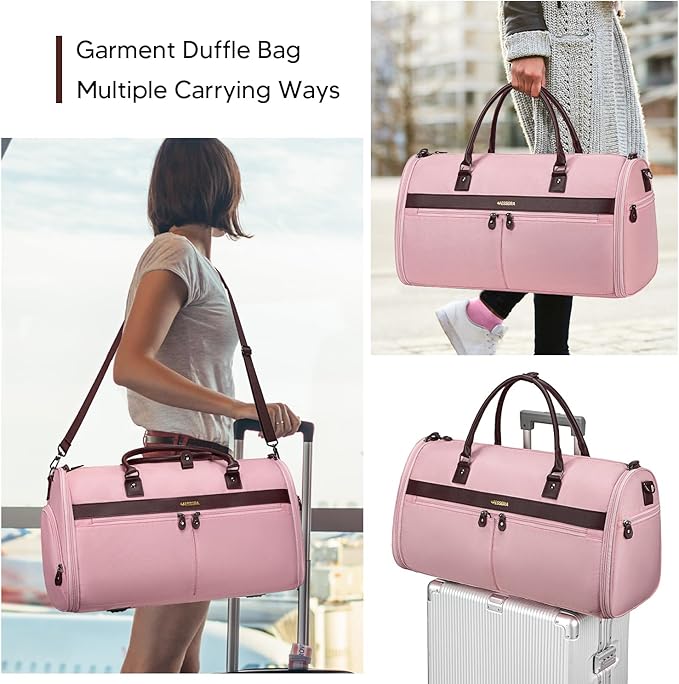 Carry On Garment Bags for Travel, Convertible Garment Duffle Bag for Men Women, 2 in 1 Suit Bag Travel Duffel Bag with Shoes Compartment & Detachable Shoulder Strap
