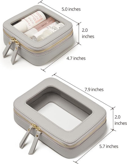 Popvibe Clear Makeup Bag Travel Cosmetic Case Transparent Toiletry Bag with Zipper, Portable Make Up Organizer Traveling Compact Car Bag for Essentials