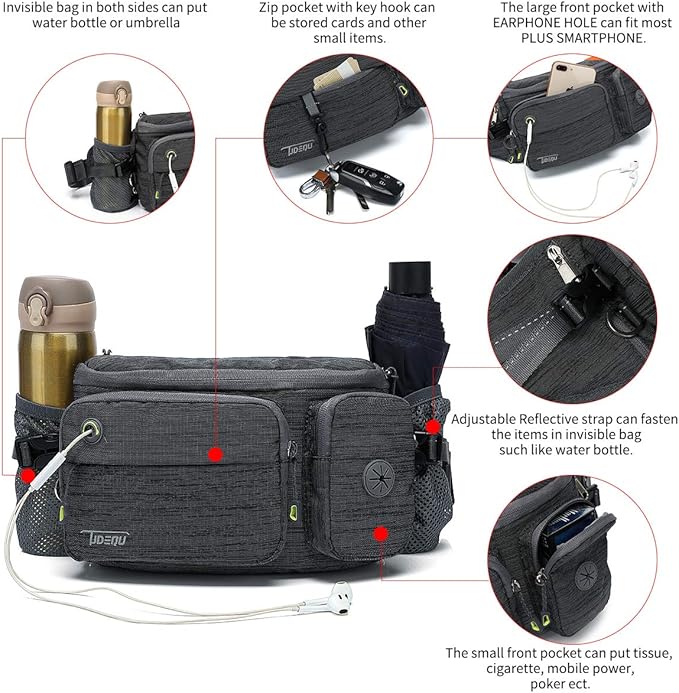 TUDEQU Hiking Fanny Pack for Men Women Large Hiking Waist Packs Mens Fanny Pack Crossbody Waist Bag for Men for Travel