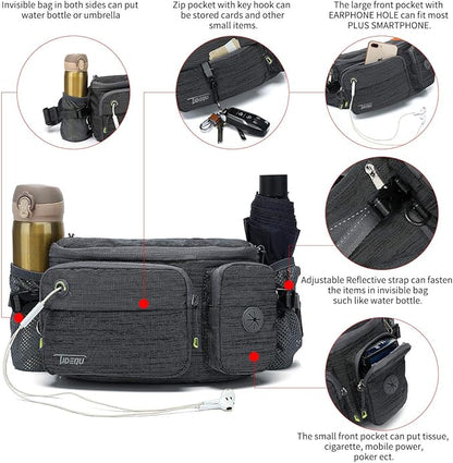 TUDEQU Hiking Fanny Pack for Men Women Large Hiking Waist Packs Mens Fanny Pack Crossbody Waist Bag for Men for Travel