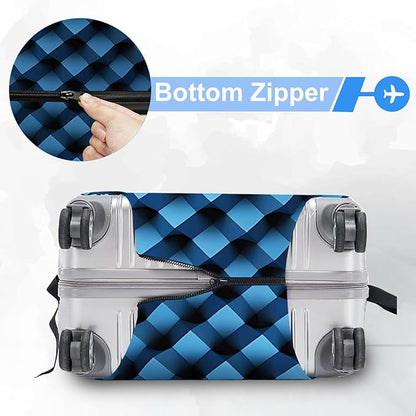 ANNA QUEEN Blue Travel Luggage Cover Suitcase Protector Suitcase Cover Anti-Scratch,Stretchable Fit for 18-32Inch Luggage,Travel Bag Cover Washable L(fits 26-28Inch suitcase)