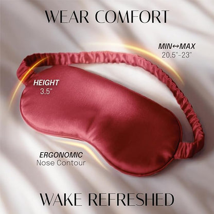 OLESILK Silk Sleep Mask Eye Mask Blindfold with Double Layer Silk Filling and Elastic Strap for Full Night's Sleep, Travel and Nap, Soft Eye Cover Eyeshade with Luxury Bag and Ear Plugs, Red