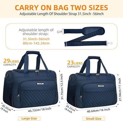 Travel Duffle Bag for Women, Underseat Carry On luggage Bag Foldable Overnight Weekender Hospital Bag Lightweight Airplanes Personal Item Travel Tote Bag for Women Birthday Gifts, 16IN Navy Blue