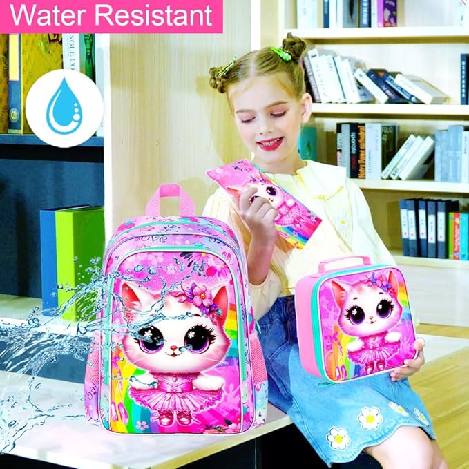 WZLVO 3PCS Kids Backpack for Girls, Unicorn Dinosaur Animal Prechool Elementary Kindergarten School Bookbag with Lunch Box
