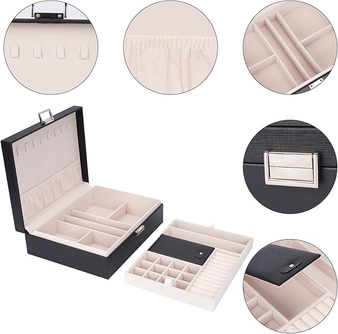 Jewelry Box Organizer, Travel Jewelry Storage Boxes Necklace Holders Display Tray Storage Case(BLACK) ¡­
