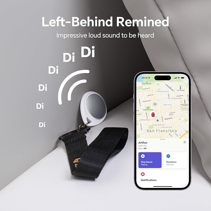 Air Tracker Tag, Bluetooth Keys Finder Work with Apple Find My (iOS Only), Smart Tag, Luggage Tracker, Item Locator for Luggage Tags, Bags, Pet, Replaceable Battery, White