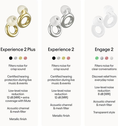 Loop Experience 2 Plus Ear Plugs – Stylish Certified Hearing Protection for Concerts & Festivals, Live Events, Sports, DJs & Nightlife – 17dB Noise Reduction, (High-Fidelity) + Mute for extra coverage