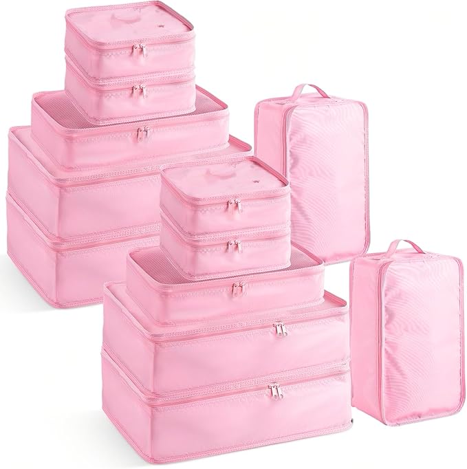 Reginary 6 Set Travel Packing Cubes Luggage Organizer Set Lightweight Suitcase with Shoe Bag for Clothes Toiletries