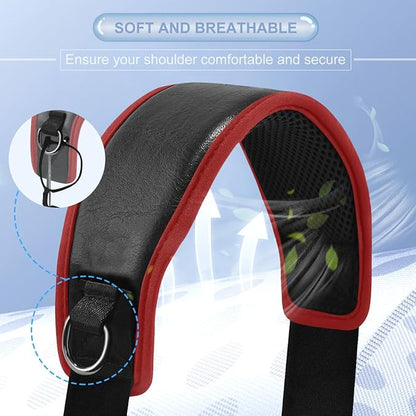 ZINZ Bag Shoulder Strap 78" with Ultra Cushion Breathable Pad,Durable Strap with Double Adjustable Buckles and Metal Hooks for D-ring Bags,Ideal for Individuals 5'11"and Taller,Black Red