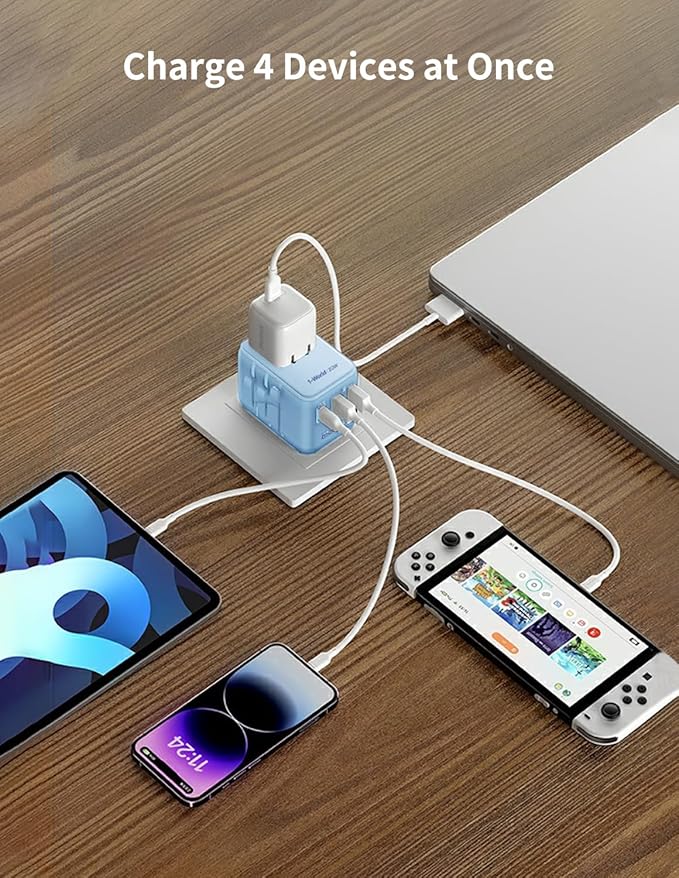 MOMAX Universal Travel Adapter, 20W+18W International Plug Adapter with 2 USB-A Quick Charging & 1 USB C PD Fast Charging, 1 AC, All-in-One Wall Charger for USA EU UK AUS JP(Type C/A/G/I)