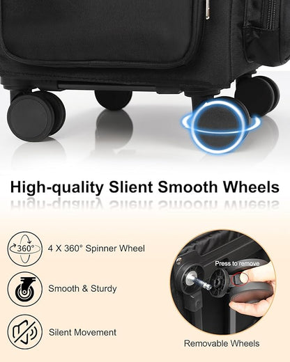 Relavel Rolling Makeup Case, 4 in 1 Hairstylist Traveling Bag Cosmetology Case on Wheels Large Hair Tools Cosmetics Train Case Makeup Artist Storage Organizer Trolley Suitcase with 360° Swivel Wheels
