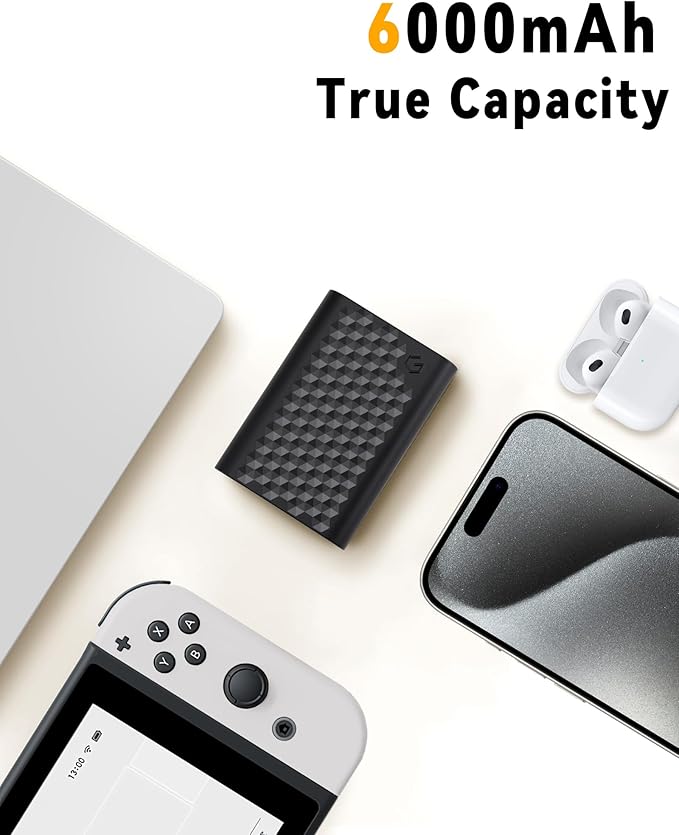 Wulcea 6000mAh Portable Power Bank - 5V/2A USB Charger for Heated Clothing, Jackets, Vests, Scarves, Hats & Blankets - Rechargeable Battery Pack for Camping, Outdoor Gear & Winter Accessories