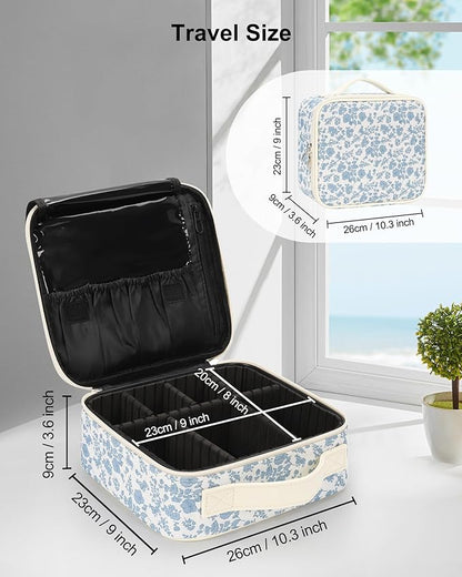 Relavel Travel Makeup Case, Professional Makeup Artist Makeup Bag, Portable Makeup Train Case Organizer with Adjustable Dividers, Cute Cosmetic Bags Birthday Gifts for Girls and Women, Floral Print