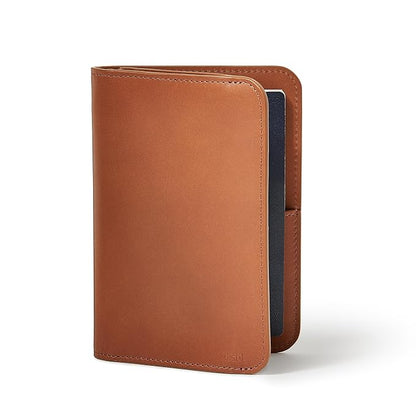 Distil Union Passport Cover+ | RFID-Shielded Premium Full-Grain Leather | Fits Passport, Cards, Cash, and More | Slim Travel Wallet and Organizer (Brown)