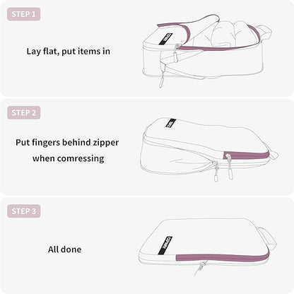 Cipway Compression Packing Cubes for Travel Ultralight Expandable Packing Organizers with Laundry & Toiletry Bag for Carry on Luggage (Mauve Pink 6 Set)