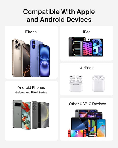 Belkin Portable Charger, USB-C Power Bank 20,000mAh w/ 2X USB-C Ports & 1x A Port, Digital Battery Display, 20W Charging for iPhone 17, Air, Pro, Samsung Galaxy S25, Pixel 10, iPad, & More - Black