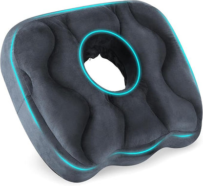Seat Cushion for Office Chair, Tailbone & Sciatica Pain Relive, Butt Donut Pillow for Long Sitting Hours with Washable Cover, Soft Foam Cushion for Car, Wheelchair, Airplane, Truck (Dark Grey)
