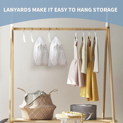 200 Pcs Dust Proof Shoe Bag, Non Woven Shoe Storage Bags for Men and Women, Drawstring White Shoes Pouch Storage for Travel (12.8 x 18.9 Inch)