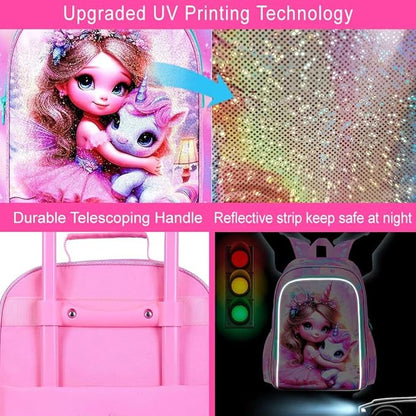 Kids Suitcase with Wheels for Girls and Boys, Rolling Carry on Luggage for Toddler Children