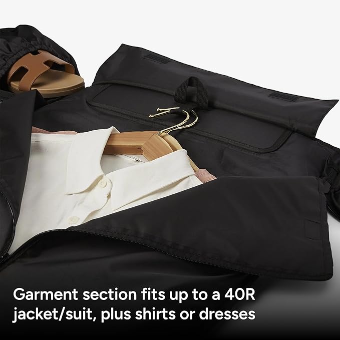 Halfday Convertible 2-in-1 Garment Duffel Weekender Bag 40L | Wrinkle-Free Travel, Hanging Suit Compartment, Shoe Pockets, Trolley Sleeve. Durable & Water-Resistant Carry-On, Shadow